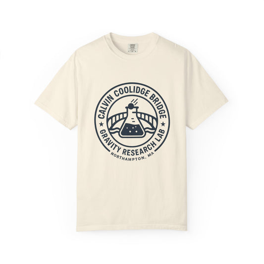 Calvin Coolidge Bridge Gravity Research Lab — Unisex Retro Dept. Tee | Northampton MA | Garment-Dyed Cotton