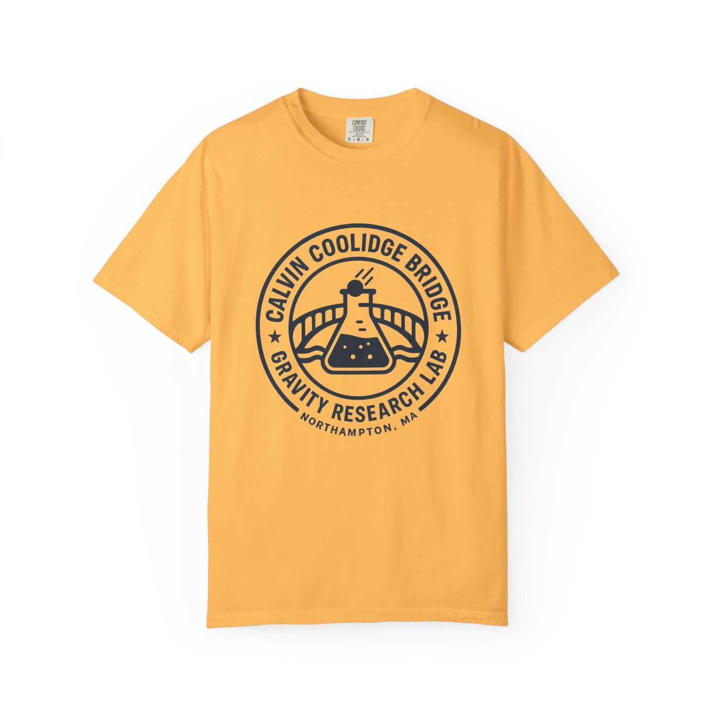 Calvin Coolidge Bridge Gravity Research Lab — Unisex Retro Dept. Tee | Northampton MA | Garment-Dyed Cotton
