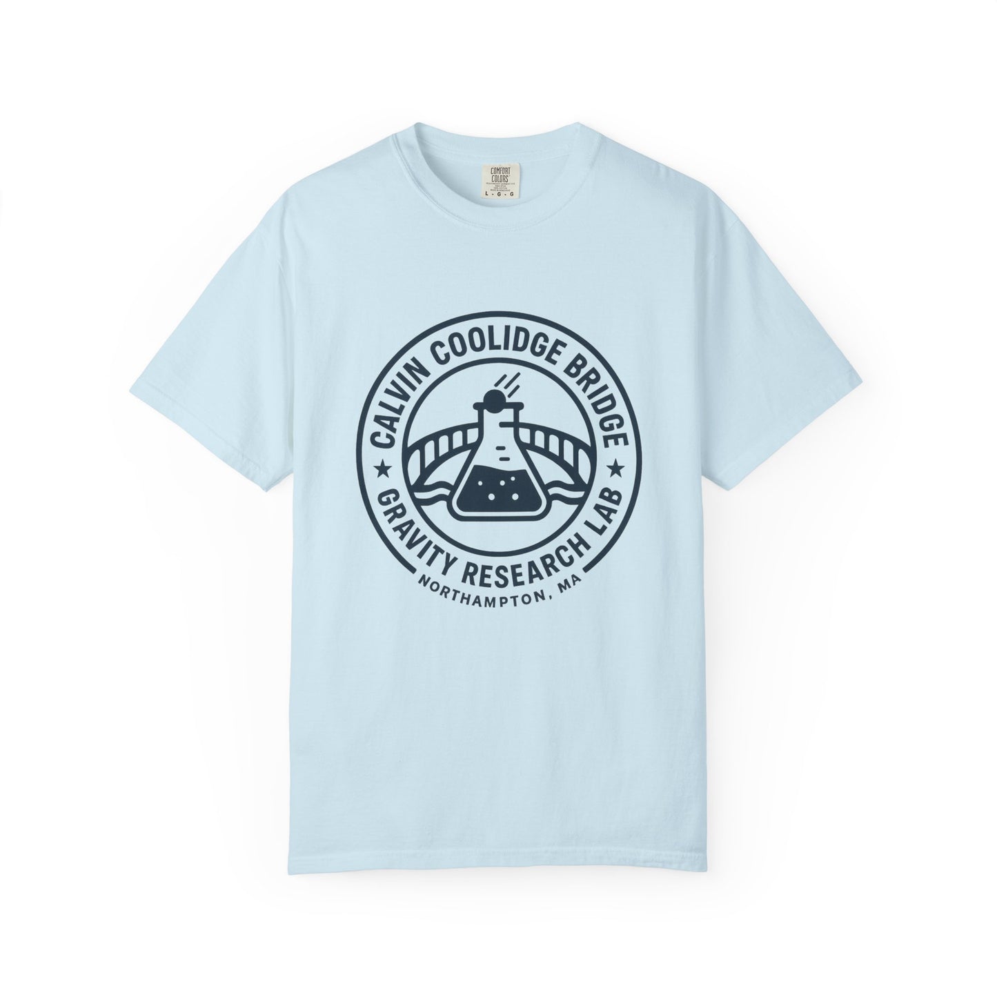Calvin Coolidge Bridge Gravity Research Lab — Unisex Retro Dept. Tee | Northampton MA | Garment-Dyed Cotton