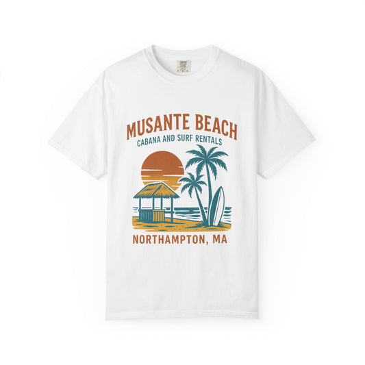 Musante Beach Cabana & Surf Rentals Tee | Retro Unisex | Northampton MA | Garment-Dyed, Soft Feel, Great Local Gift
