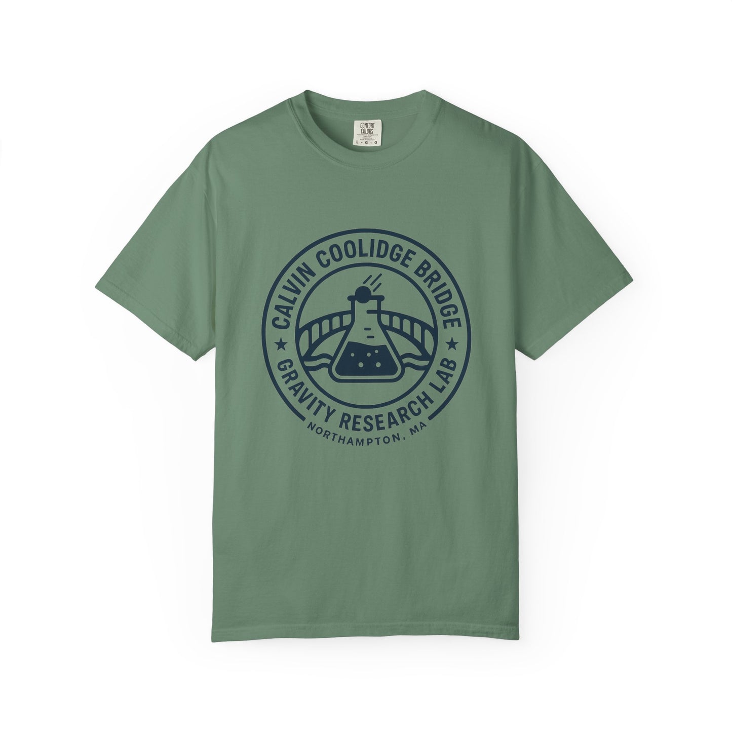 Calvin Coolidge Bridge Gravity Research Lab — Unisex Retro Dept. Tee | Northampton MA | Garment-Dyed Cotton