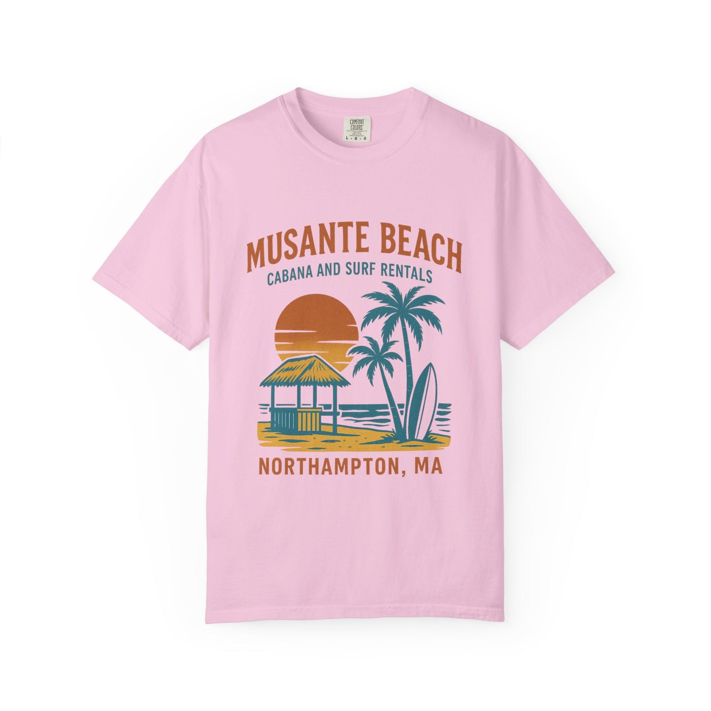 Musante Beach Cabana & Surf Rentals Tee | Retro Unisex | Northampton MA | Garment-Dyed, Soft Feel, Great Local Gift