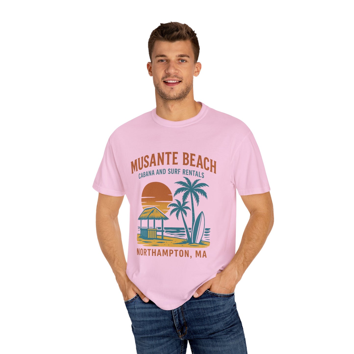 Musante Beach Cabana & Surf Rentals Tee | Retro Unisex | Northampton MA | Garment-Dyed, Soft Feel, Great Local Gift