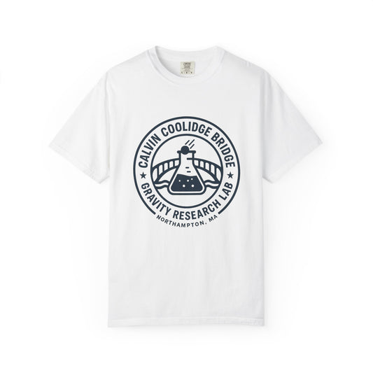 Calvin Coolidge Bridge Gravity Research Lab — Unisex Retro Dept. Tee | Northampton MA | Garment-Dyed Cotton